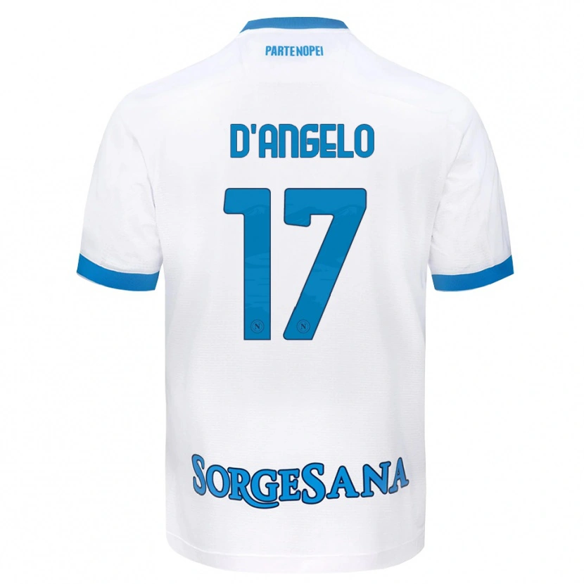 Danxen Bambino Maglia Giuseppe D'angelo #17 Bianco Azzurro Kit Gara Away 2026/27 Maglietta