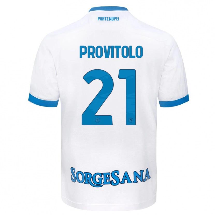 Danxen Bambino Maglia Vincenzo Provitolo #21 Bianco Azzurro Kit Gara Away 2026/27 Maglietta