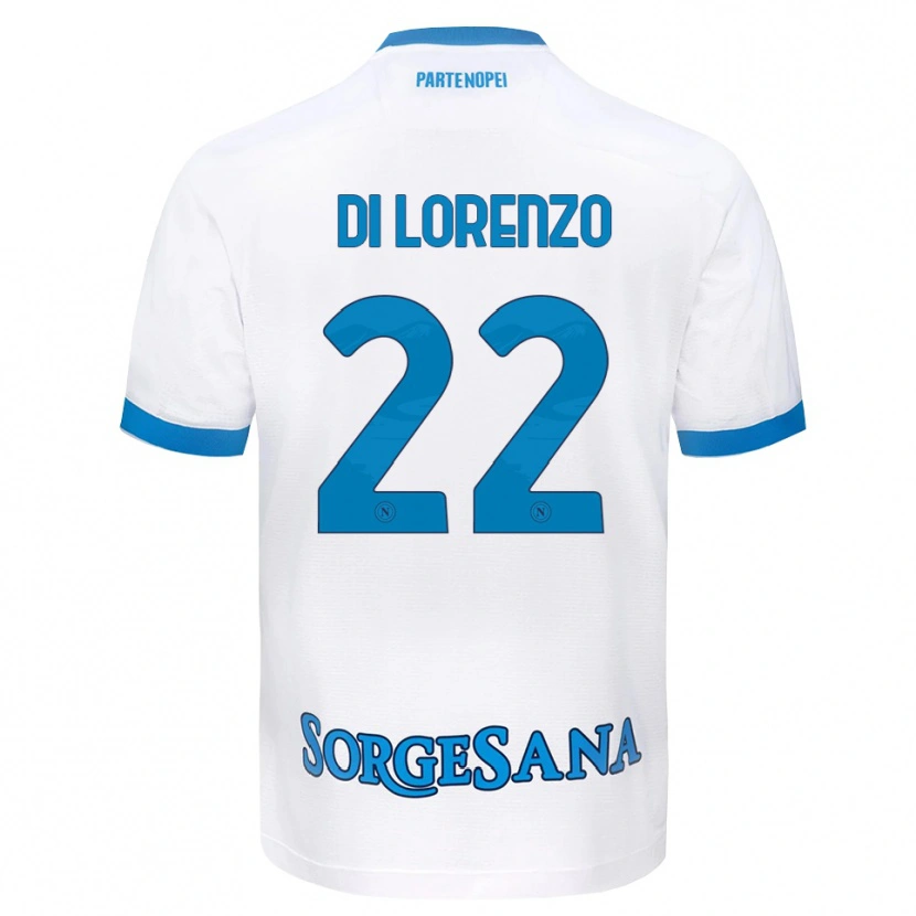 Danxen Bambino Maglia Giovanni Di Lorenzo #22 Bianco Azzurro Kit Gara Away 2026/27 Maglietta