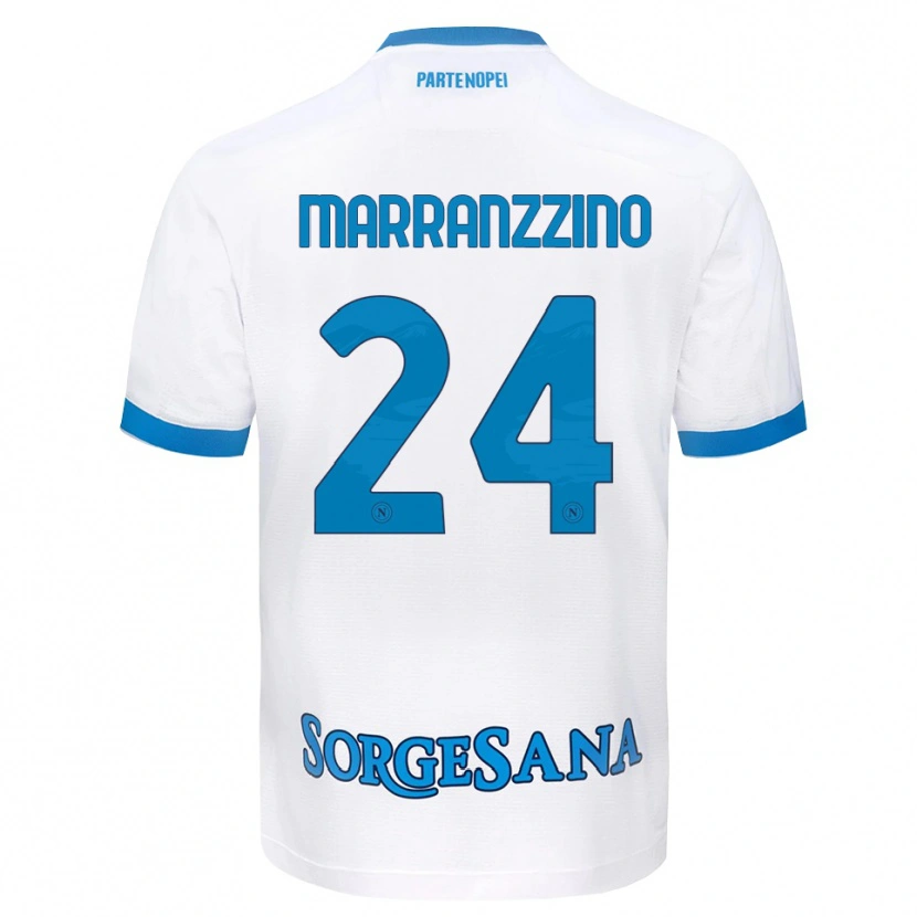 Danxen Bambino Maglia Pasquale Marranzzino #24 Bianco Azzurro Kit Gara Away 2026/27 Maglietta