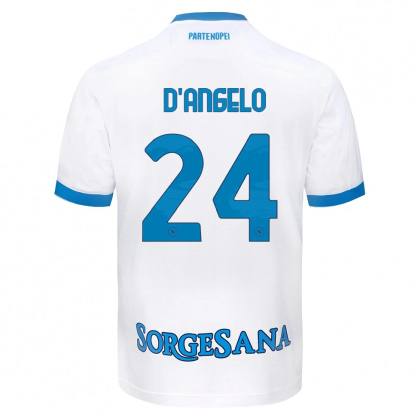 Danxen Bambino Maglia Alessia D'angelo #24 Bianco Azzurro Kit Gara Away 2026/27 Maglietta