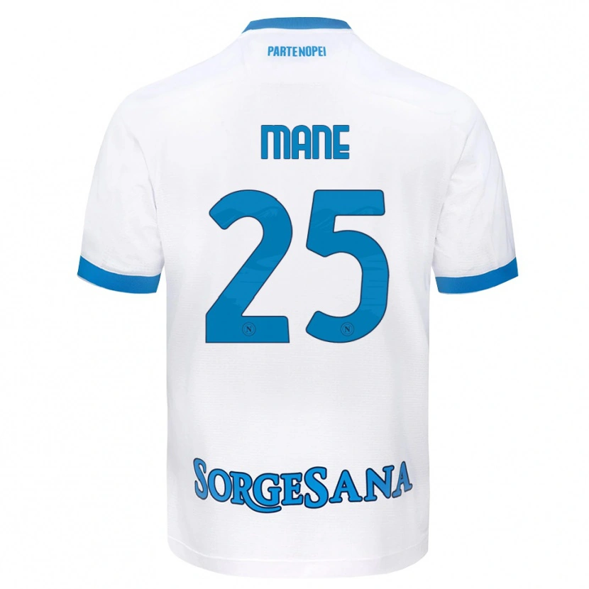 Danxen Bambino Maglia Balla Mousa Mane #25 Bianco Azzurro Kit Gara Away 2026/27 Maglietta
