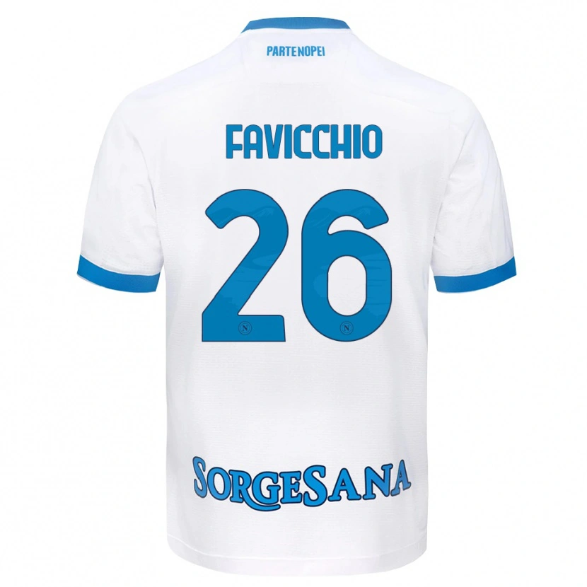 Danxen Bambino Maglia Elia Favicchio #26 Bianco Azzurro Kit Gara Away 2026/27 Maglietta