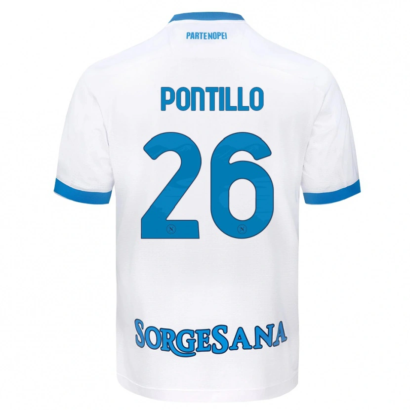 Danxen Bambino Maglia Pasquale Pontillo #26 Bianco Azzurro Kit Gara Away 2026/27 Maglietta