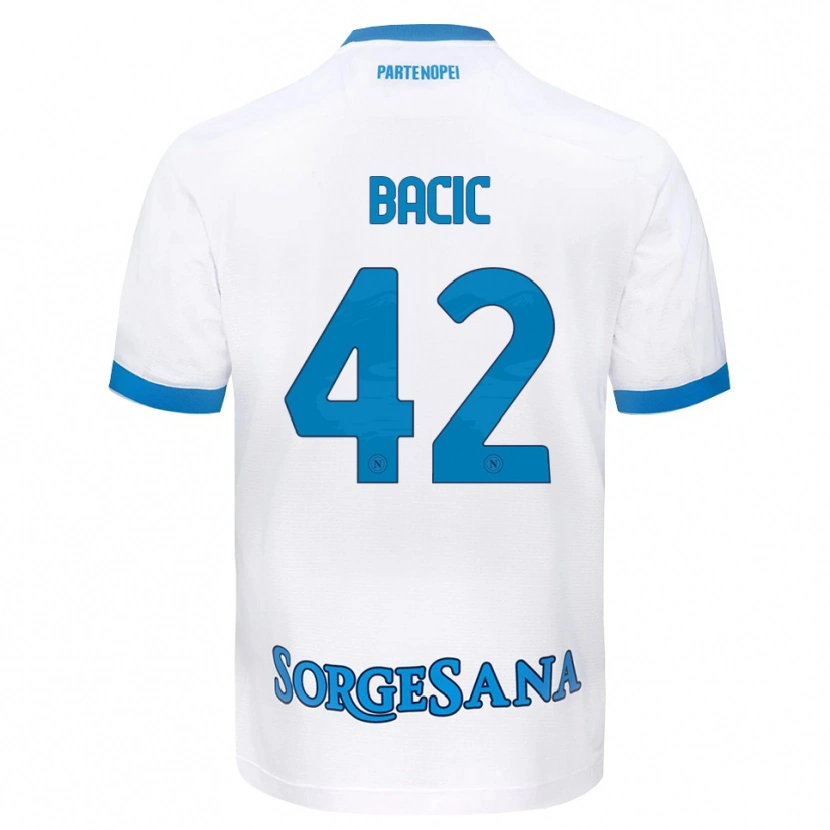 Danxen Bambino Maglia Doris Bačić #42 Bianco Azzurro Kit Gara Away 2026/27 Maglietta