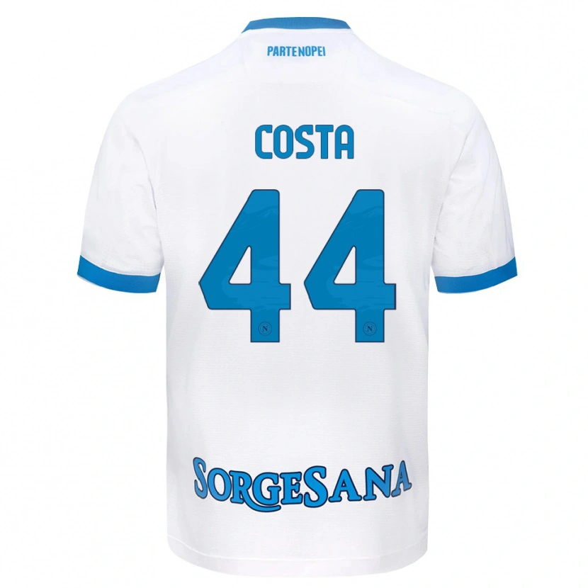 Danxen Bambino Maglia Filippo Costa #44 Bianco Azzurro Kit Gara Away 2026/27 Maglietta