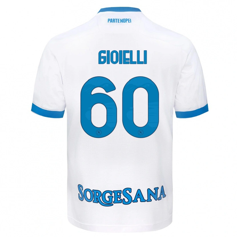 Danxen Bambino Maglia Francesco Gioielli #60 Bianco Azzurro Kit Gara Away 2026/27 Maglietta