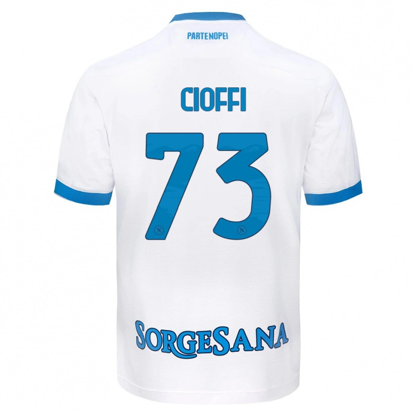 Danxen Bambino Maglia Antonio Cioffi #73 Bianco Azzurro Kit Gara Away 2026/27 Maglietta