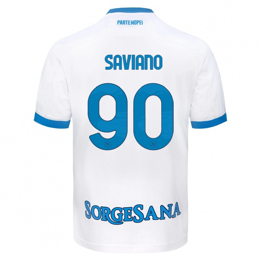 Danxen Bambino Maglia Raffaele Saviano #90 Bianco Azzurro Kit Gara Away 2026/27 Maglietta