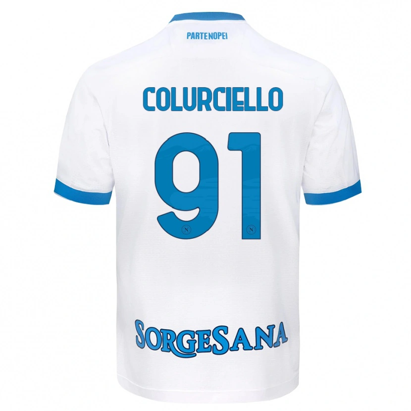 Danxen Bambino Maglia Cristian Colurciello #91 Bianco Azzurro Kit Gara Away 2026/27 Maglietta