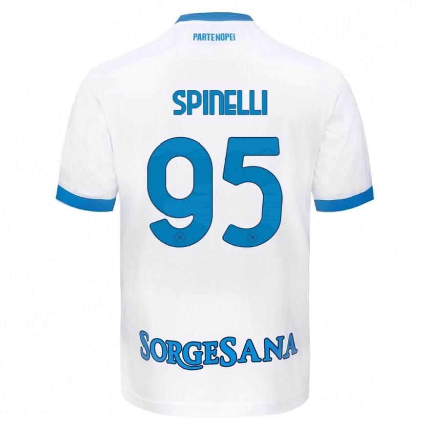 Danxen Bambino Maglia David Spinelli #95 Bianco Azzurro Kit Gara Away 2026/27 Maglietta