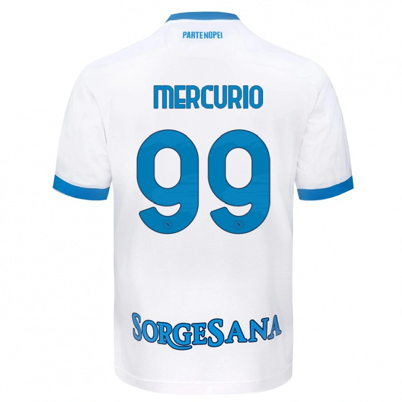 Danxen Bambino Maglia Giovanni Mercurio #99 Bianco Azzurro Kit Gara Away 2026/27 Maglietta