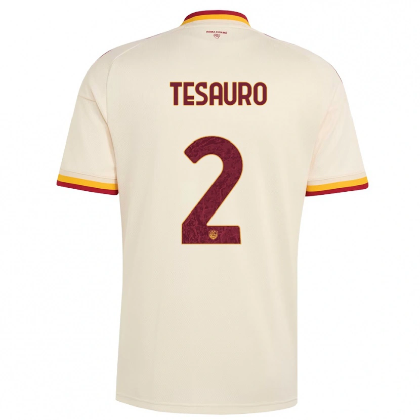 Danxen Bambino Maglia Emanuele Tesauro #2 Champagne Rosso Giallo Kit Gara Away 2026/27 Maglietta