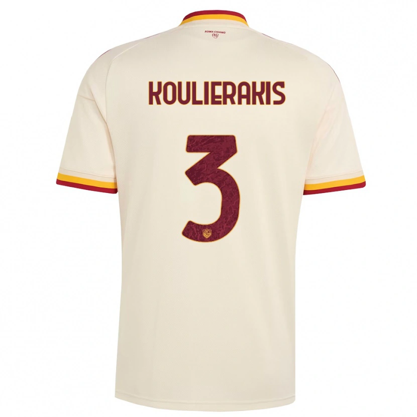 Danxen Bambino Maglia Konstantinos Koulierakis #3 Champagne Rosso Giallo Kit Gara Away 2026/27 Maglietta