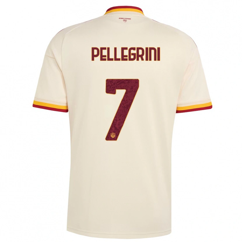 Danxen Bambino Maglia Lorenzo Pellegrini #7 Champagne Rosso Giallo Kit Gara Away 2026/27 Maglietta