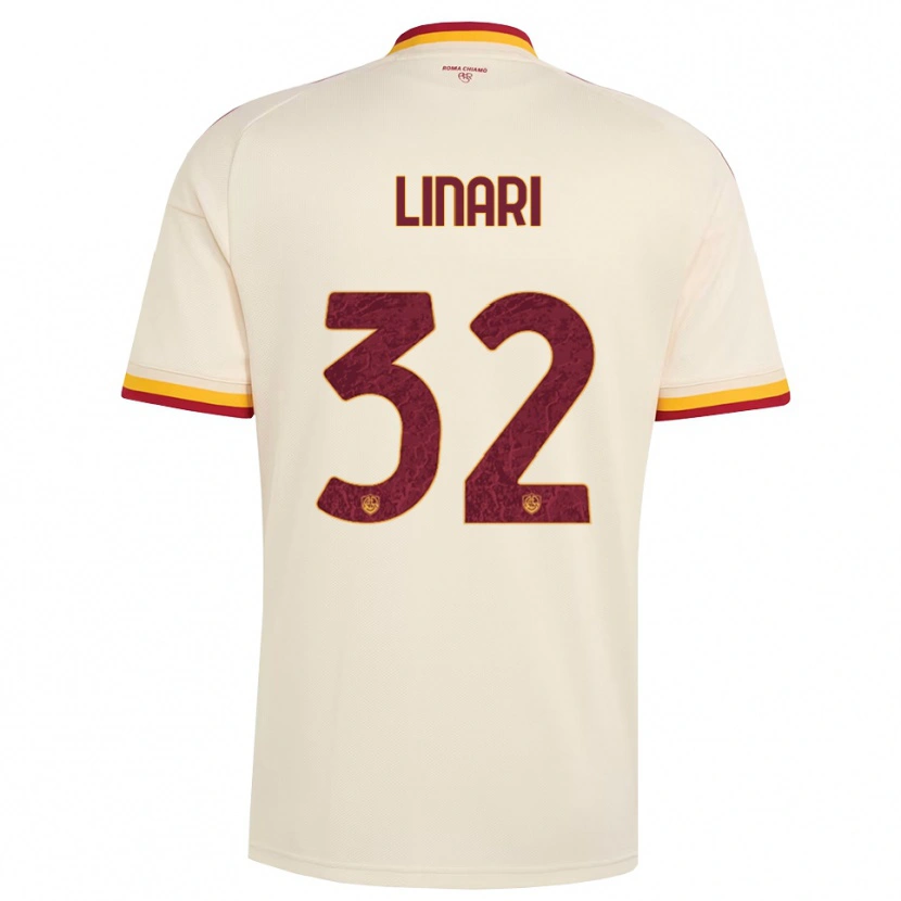 Danxen Bambino Maglia Elena Linari #32 Champagne Rosso Giallo Kit Gara Away 2026/27 Maglietta