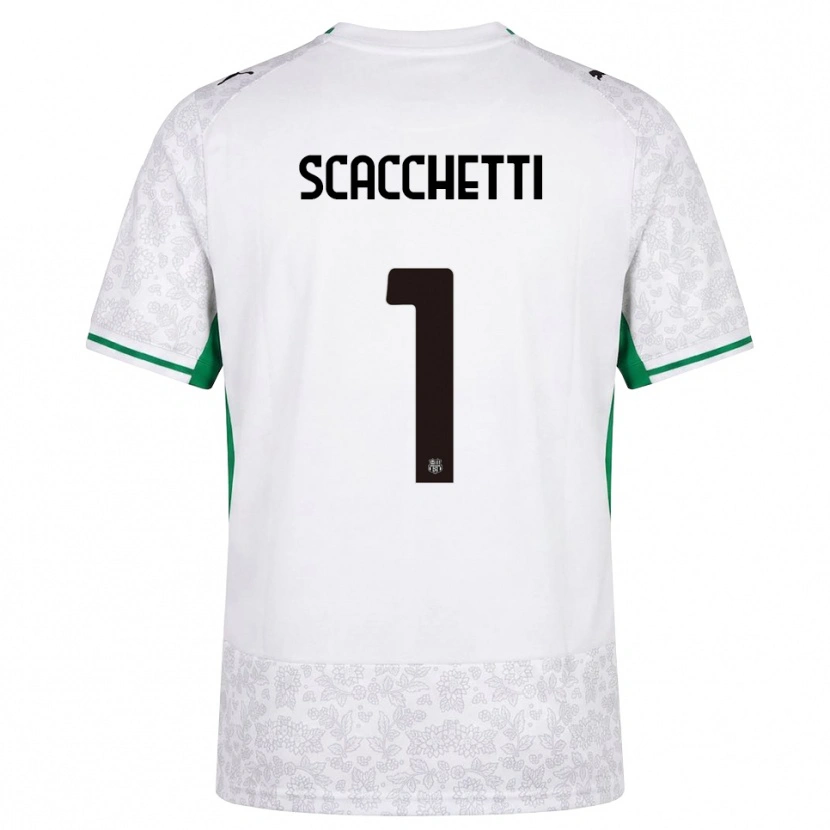 Danxen Bambino Maglia Alessandro Scacchetti #1 Bianco Nero Verde Kit Gara Away 2026/27 Maglietta