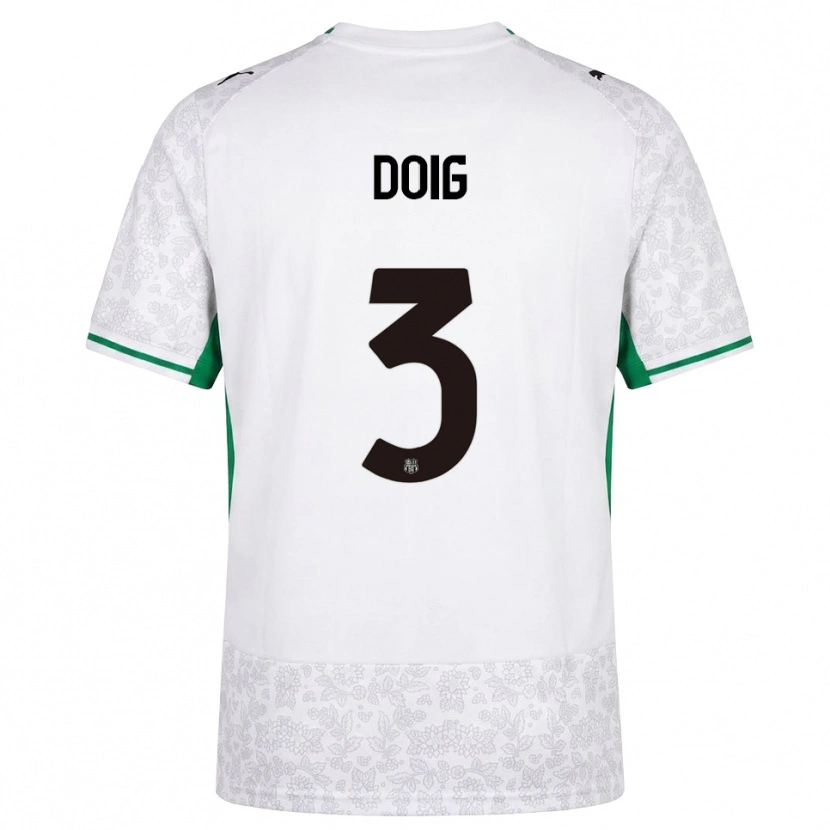 Danxen Bambino Maglia Josh Doig #3 Bianco Nero Verde Kit Gara Away 2026/27 Maglietta
