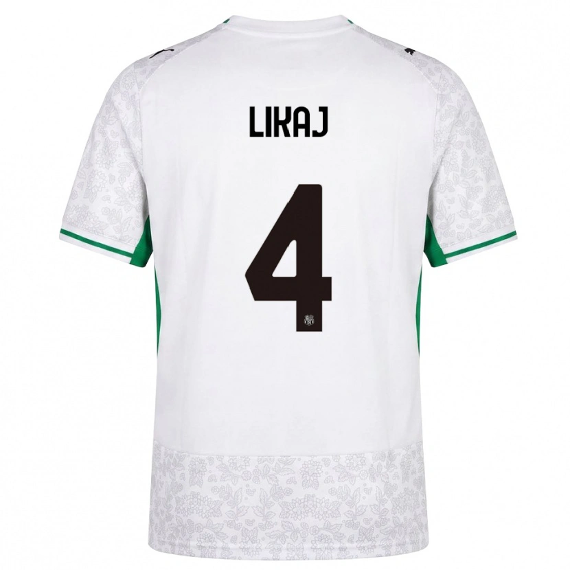Danxen Bambino Maglia Enea Likaj #4 Bianco Nero Verde Kit Gara Away 2026/27 Maglietta