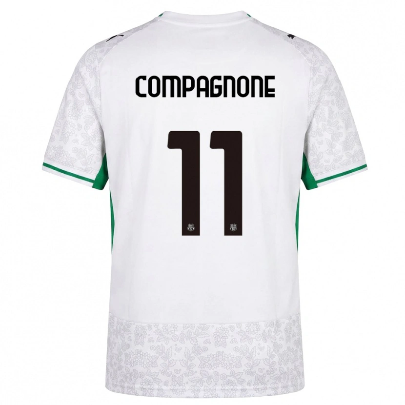 Danxen Bambino Maglia Pasquale Compagnone #11 Bianco Nero Verde Kit Gara Away 2026/27 Maglietta