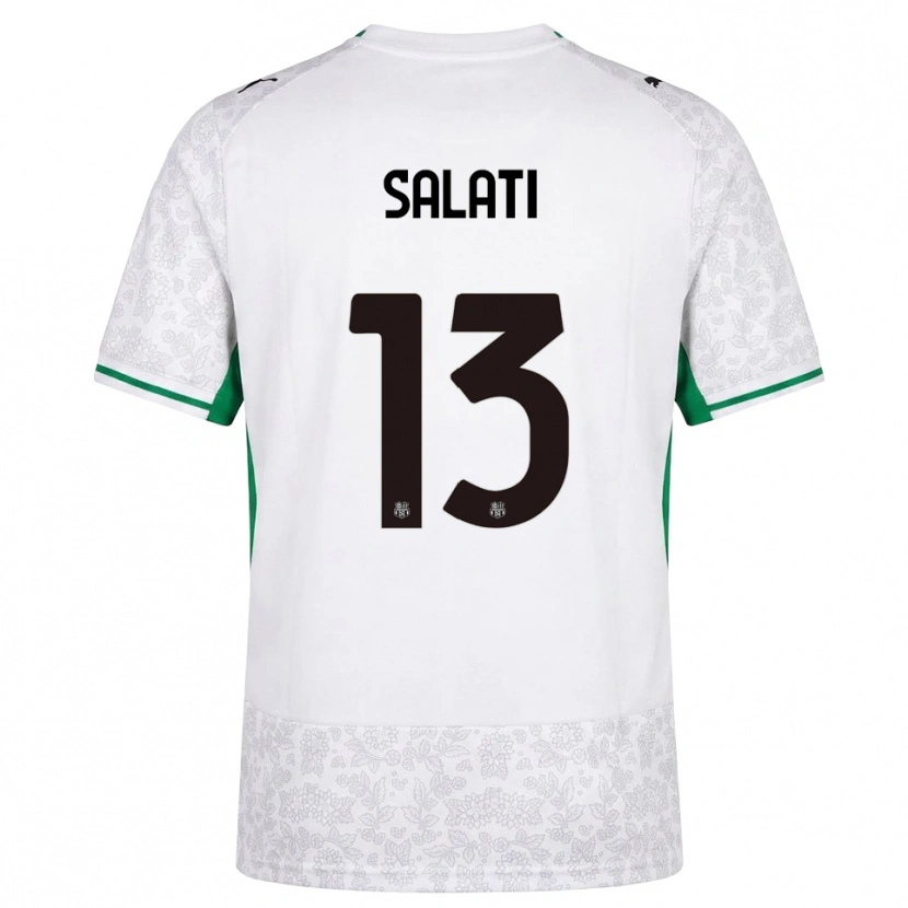 Danxen Bambino Maglia Emanuele Salati #13 Bianco Nero Verde Kit Gara Away 2026/27 Maglietta