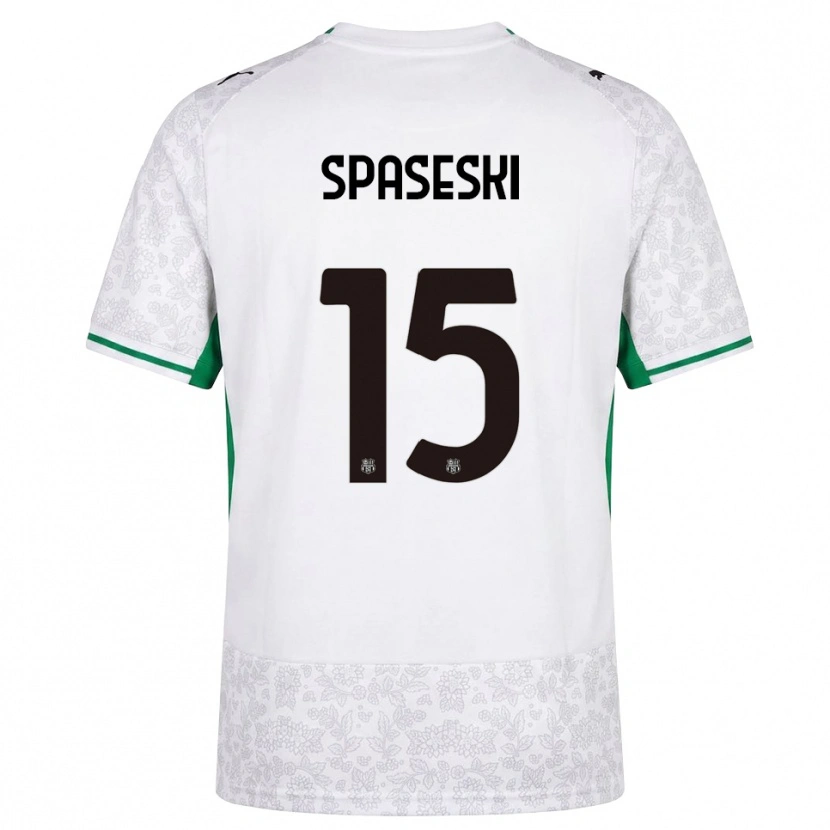 Danxen Bambino Maglia Dejan Spaseski #15 Bianco Nero Verde Kit Gara Away 2026/27 Maglietta