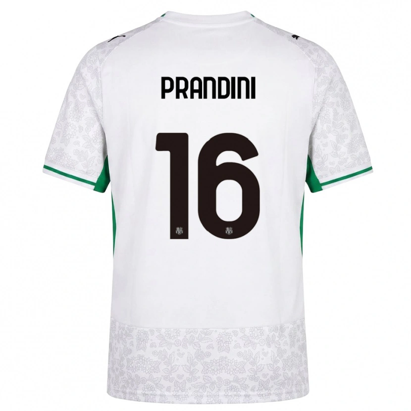 Danxen Bambino Maglia Lorenzo Prandini #16 Bianco Nero Verde Kit Gara Away 2026/27 Maglietta