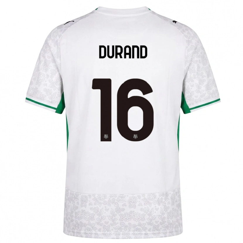 Danxen Bambino Maglia Solène Durand #16 Bianco Nero Verde Kit Gara Away 2026/27 Maglietta