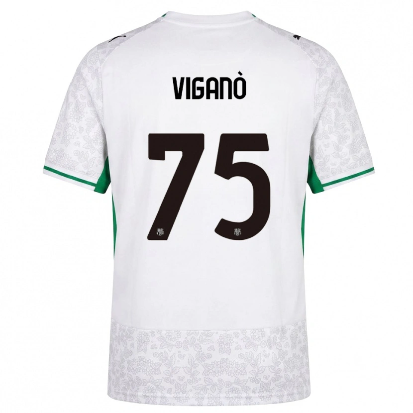Danxen Bambino Maglia Lorenzo Viganò #75 Bianco Nero Verde Kit Gara Away 2026/27 Maglietta