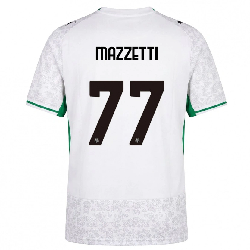 Danxen Bambino Maglia Riccardo Mazzetti #77 Bianco Nero Verde Kit Gara Away 2026/27 Maglietta