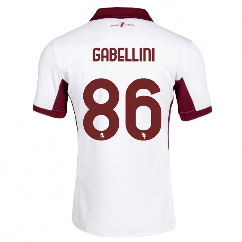 Danxen Bambino Maglia Tommaso Gabellini #86 Borgogna Bianco Rosso Kit Gara Away 2026/27 Maglietta