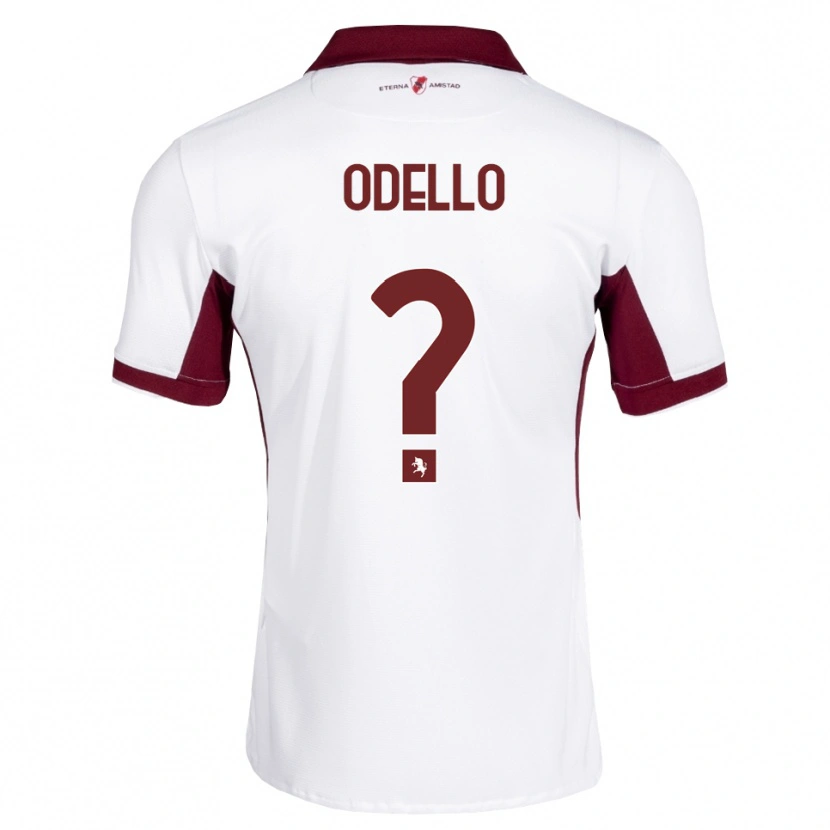 Danxen Bambino Maglia Ryan Odello #0 Borgogna Bianco Rosso Kit Gara Away 2026/27 Maglietta
