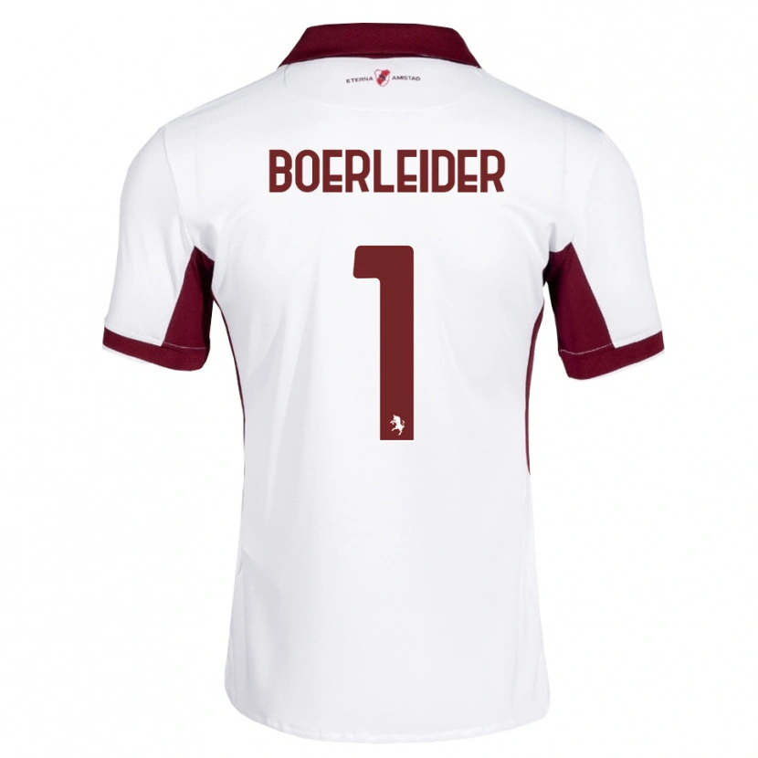Danxen Bambino Maglia Yannick Boerleider #1 Borgogna Bianco Rosso Kit Gara Away 2026/27 Maglietta