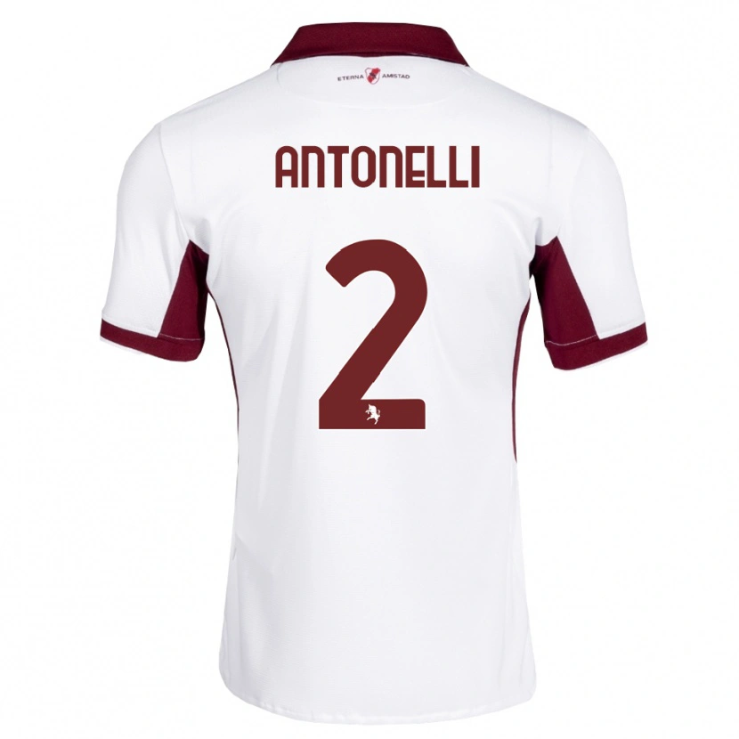 Danxen Bambino Maglia Moise Antonelli #2 Borgogna Bianco Rosso Kit Gara Away 2026/27 Maglietta