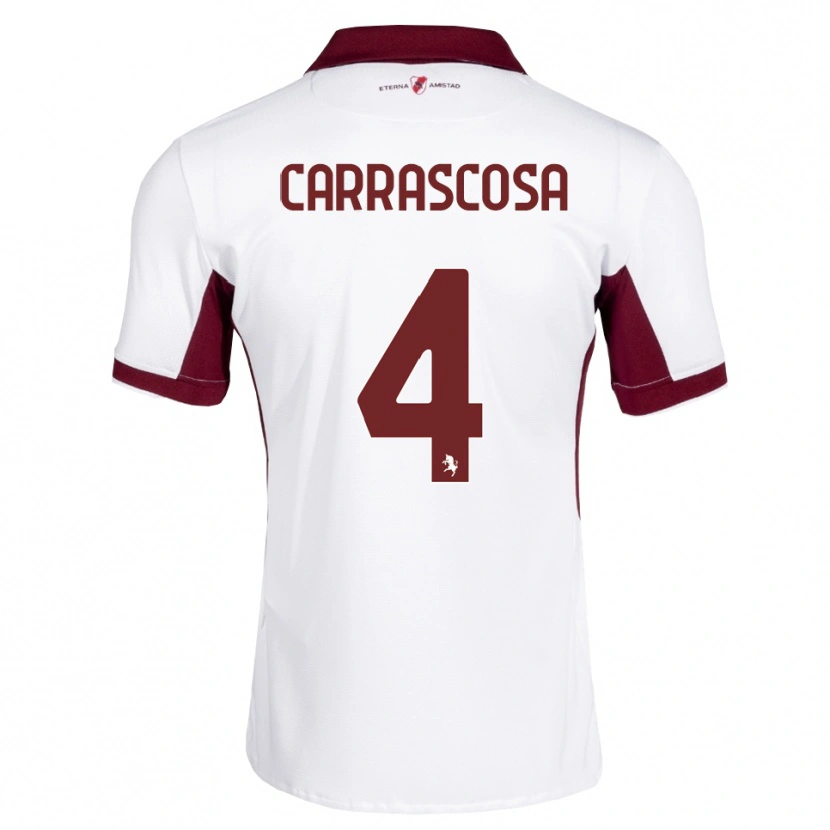 Danxen Bambino Maglia Manuel Carrascosa #4 Borgogna Bianco Rosso Kit Gara Away 2026/27 Maglietta
