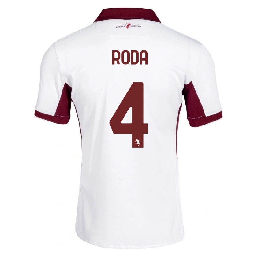 Danxen Bambino Maglia Alex Roda #4 Borgogna Bianco Rosso Kit Gara Away 2026/27 Maglietta