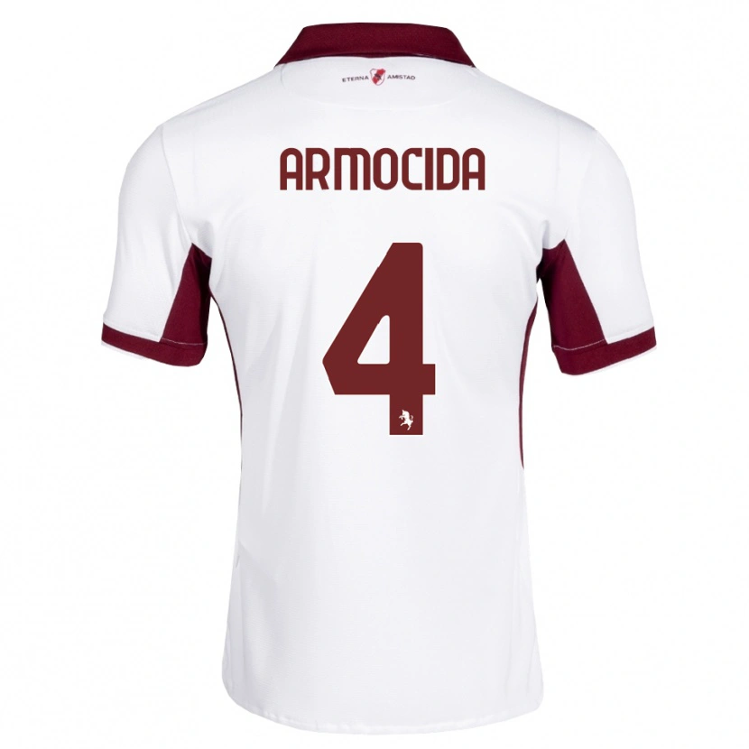 Danxen Bambino Maglia Simone Armocida #4 Borgogna Bianco Rosso Kit Gara Away 2026/27 Maglietta