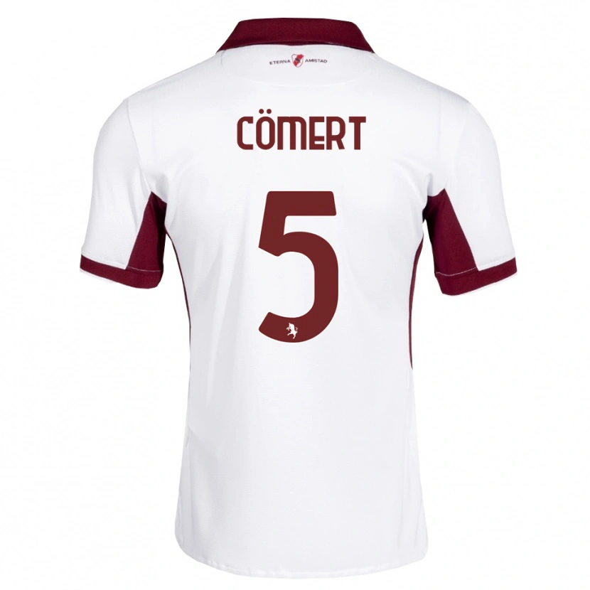 Danxen Bambino Maglia Eray Cömert #5 Borgogna Bianco Rosso Kit Gara Away 2026/27 Maglietta