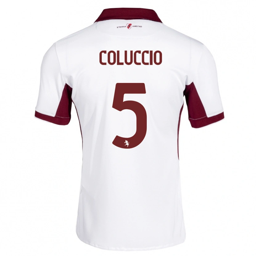 Danxen Bambino Maglia Francesca Coluccio #5 Borgogna Bianco Rosso Kit Gara Away 2026/27 Maglietta
