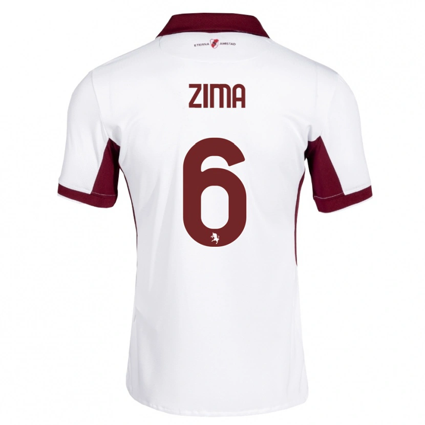 Danxen Bambino Maglia David Zima #6 Borgogna Bianco Rosso Kit Gara Away 2026/27 Maglietta
