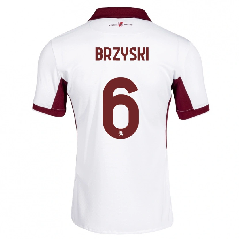 Danxen Bambino Maglia Igor Brzyski #6 Borgogna Bianco Rosso Kit Gara Away 2026/27 Maglietta
