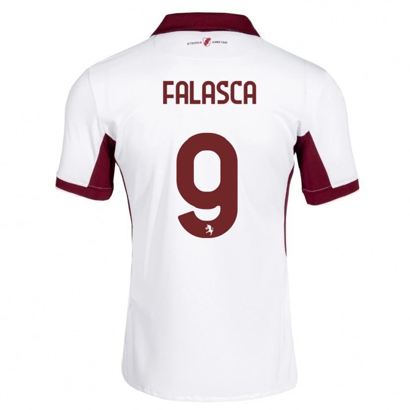 Danxen Bambino Maglia Gabriele Falasca #9 Borgogna Bianco Rosso Kit Gara Away 2026/27 Maglietta