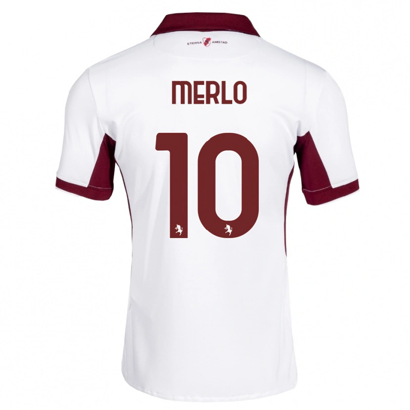 Danxen Bambino Maglia Mattia Merlo #10 Borgogna Bianco Rosso Kit Gara Away 2026/27 Maglietta