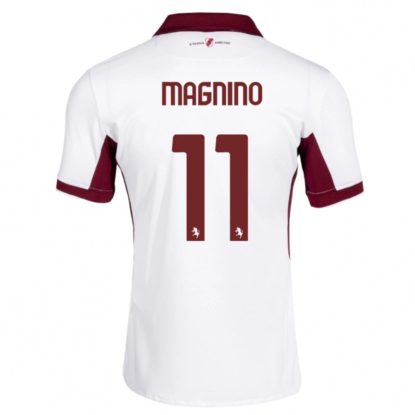 Danxen Bambino Maglia Emanuele Magnino #11 Borgogna Bianco Rosso Kit Gara Away 2026/27 Maglietta