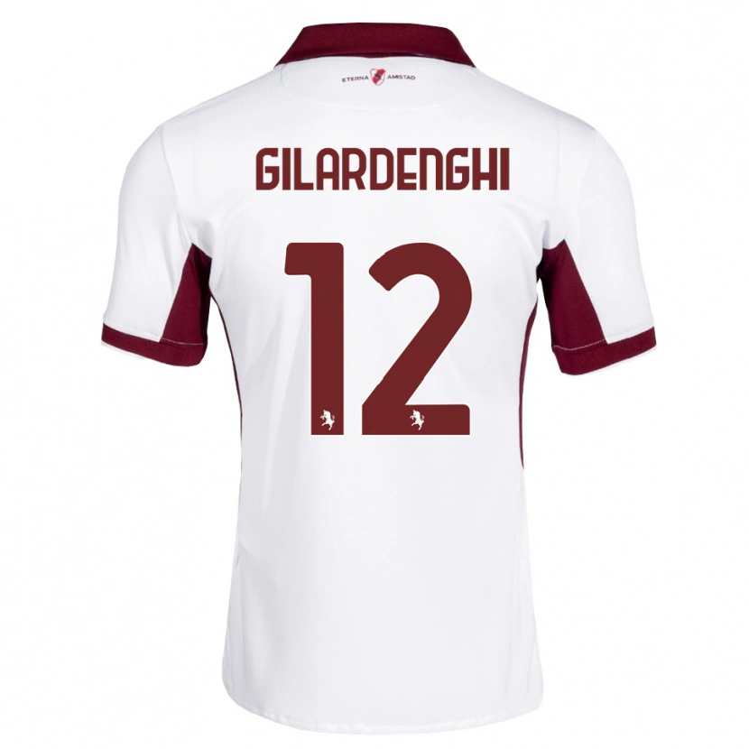 Danxen Bambino Maglia Riccardo Gilardenghi #12 Borgogna Bianco Rosso Kit Gara Away 2026/27 Maglietta