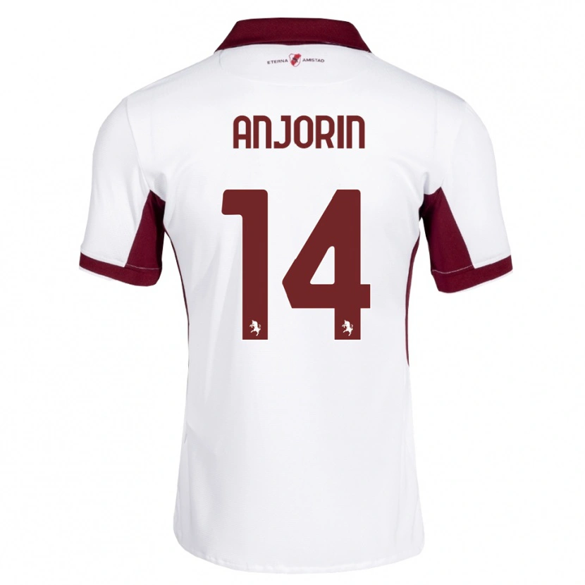 Danxen Bambino Maglia Tino Anjorin #14 Borgogna Bianco Rosso Kit Gara Away 2026/27 Maglietta