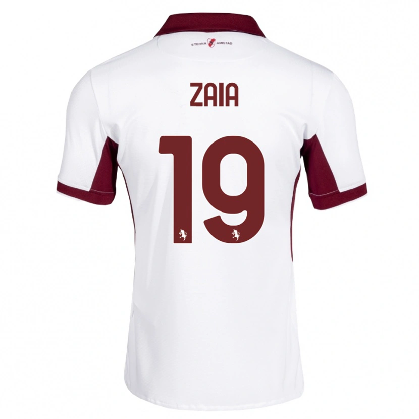 Danxen Bambino Maglia Edoardo Zaia #19 Borgogna Bianco Rosso Kit Gara Away 2026/27 Maglietta