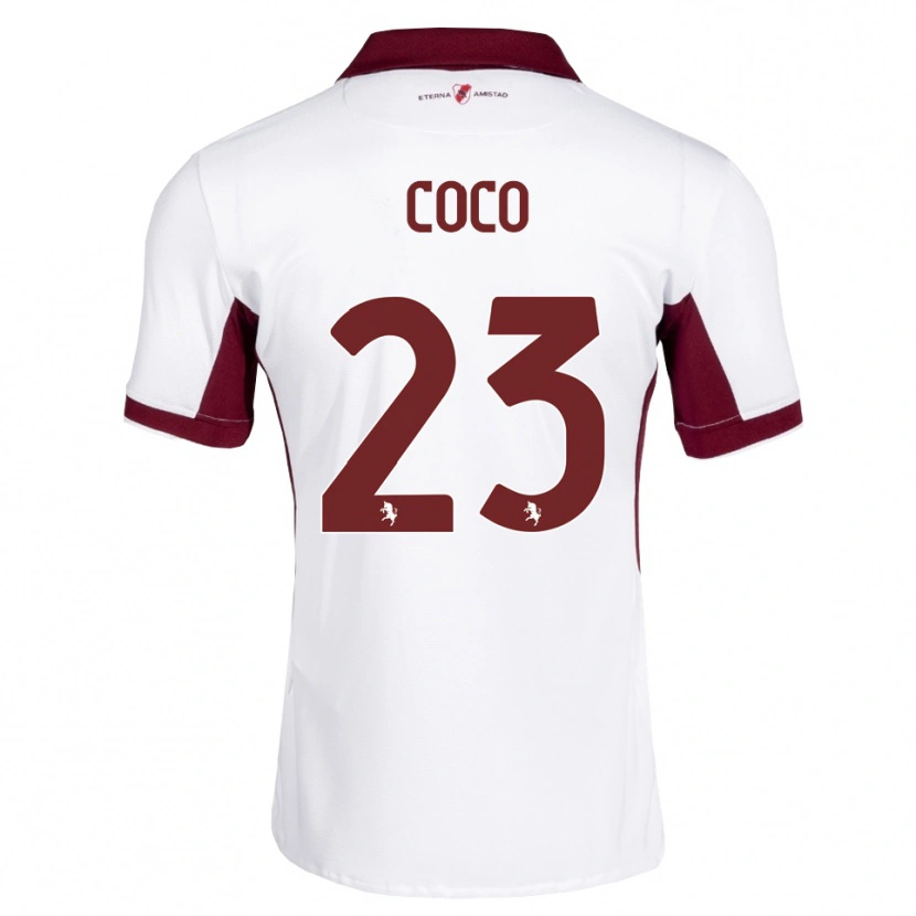 Danxen Bambino Maglia Saúl Coco #23 Borgogna Bianco Rosso Kit Gara Away 2026/27 Maglietta