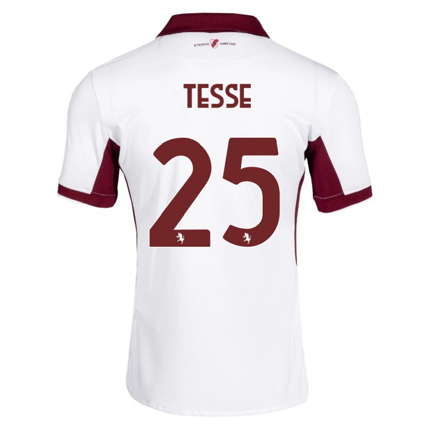Danxen Bambino Maglia Manuela Tesse #25 Borgogna Bianco Rosso Kit Gara Away 2026/27 Maglietta