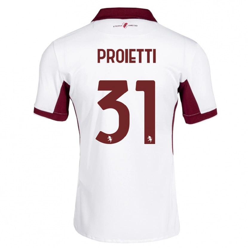 Danxen Bambino Maglia Riccardo Proietti #31 Borgogna Bianco Rosso Kit Gara Away 2026/27 Maglietta